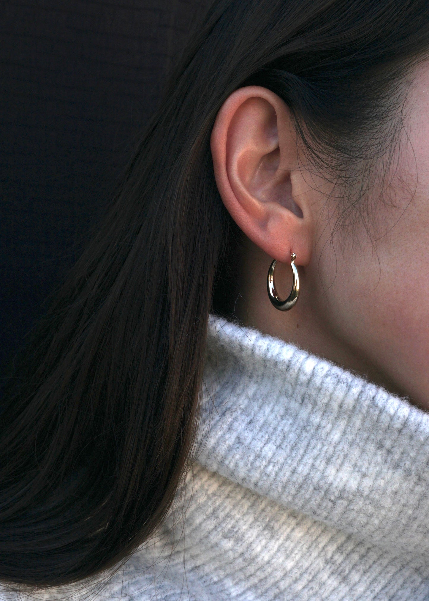 14k Gold Crescent Hoops