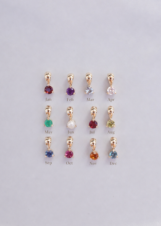 14k Gold Mini Luna Drop Birthstone Pendant