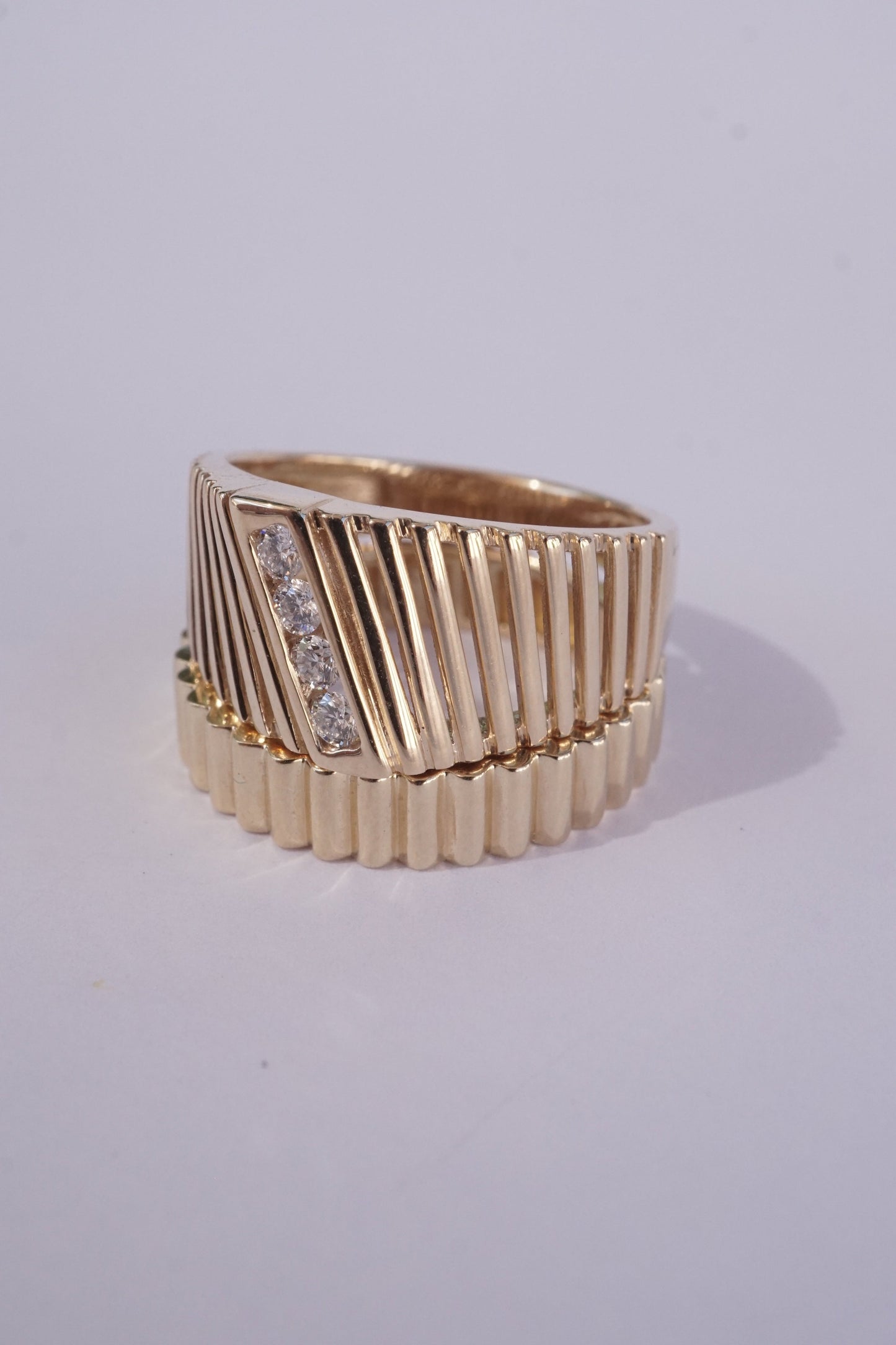 14k Gold Ribbed Ring