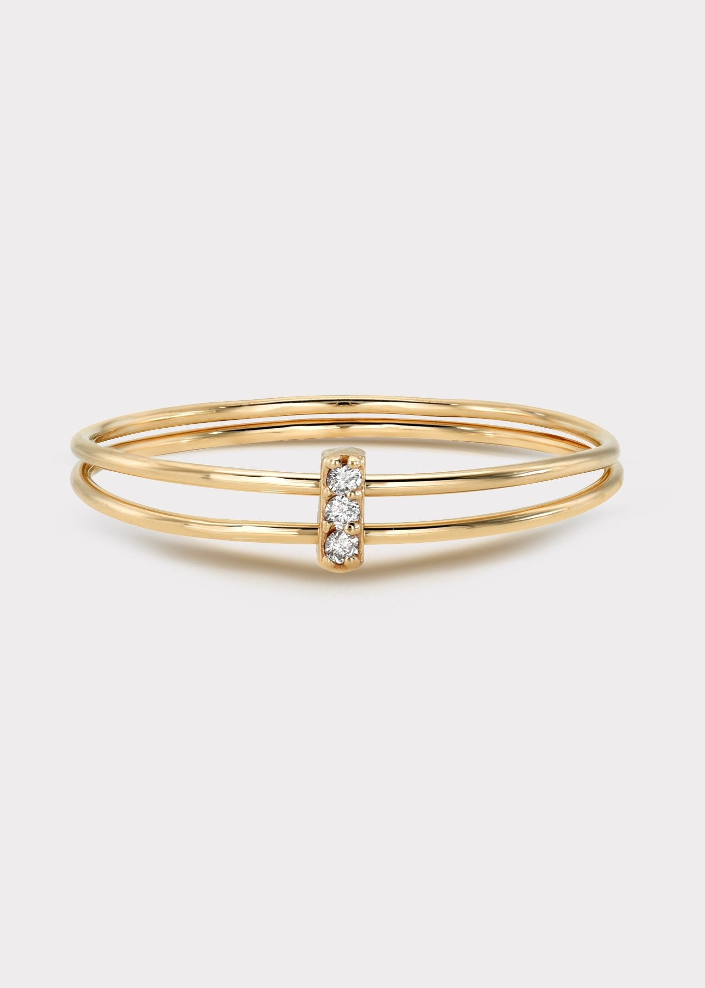 14k Double Band Diamond Ring