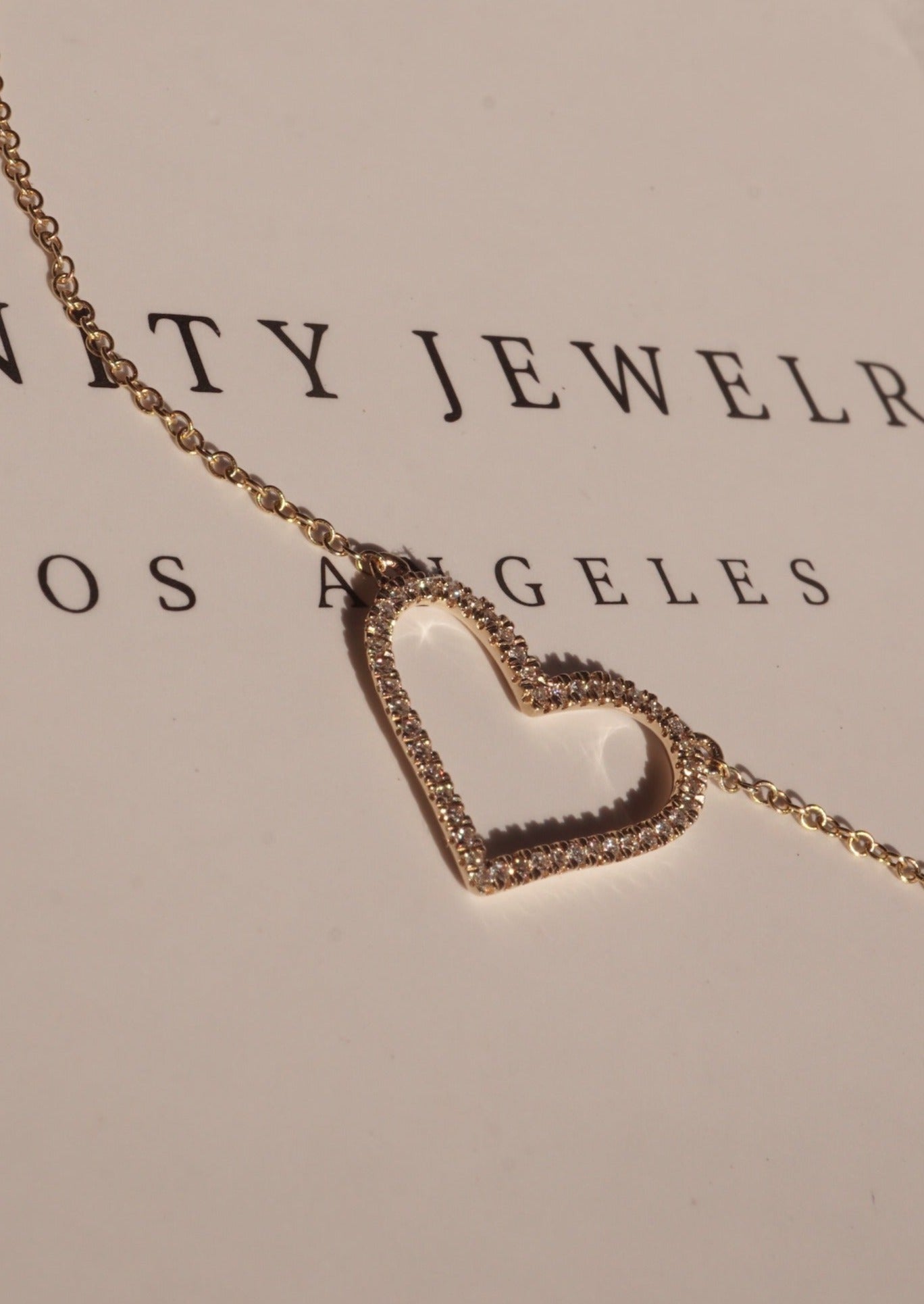 14k Gold Diamond Open Heart Necklace