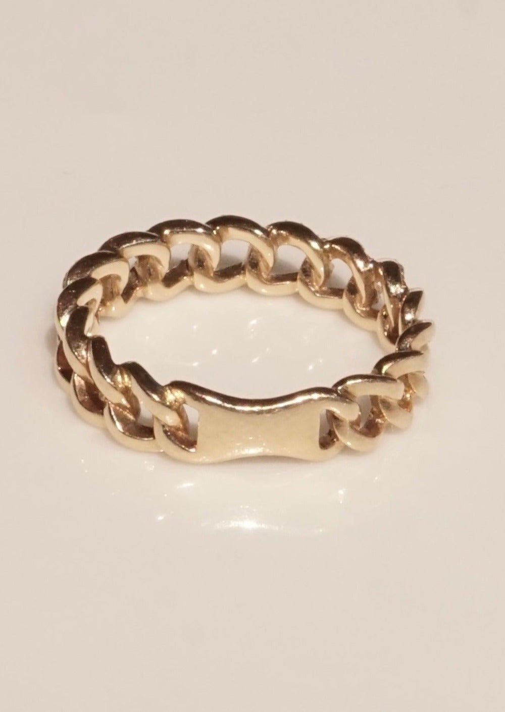 14k Gold Diamond Cuban Chain Ring