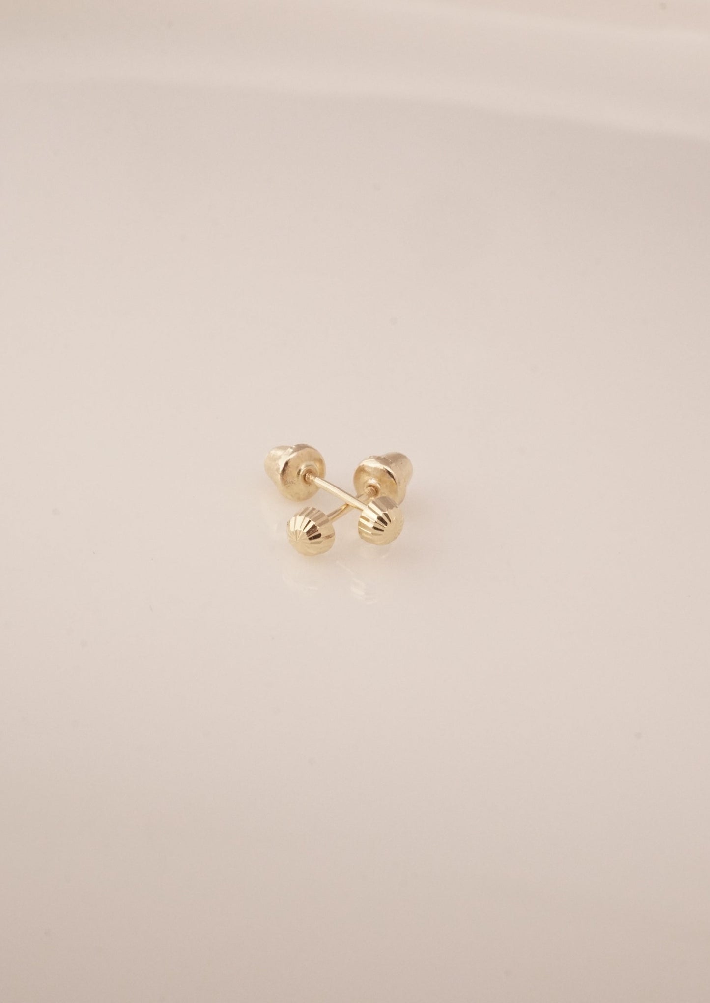 14k Gold Baby Diamond Cut Ball Studs
