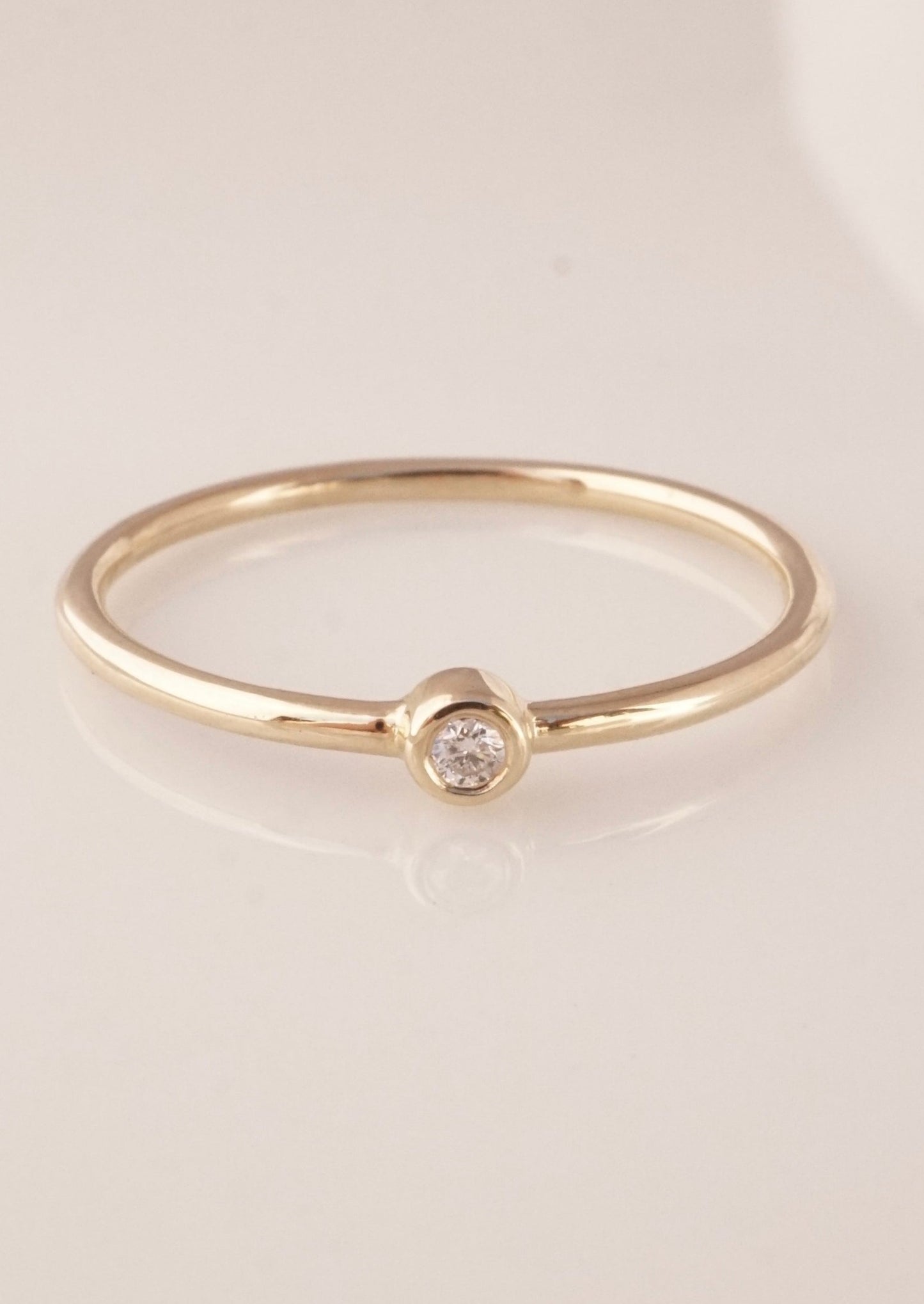 14k Gold Bezel Diamond Solitaire Ring