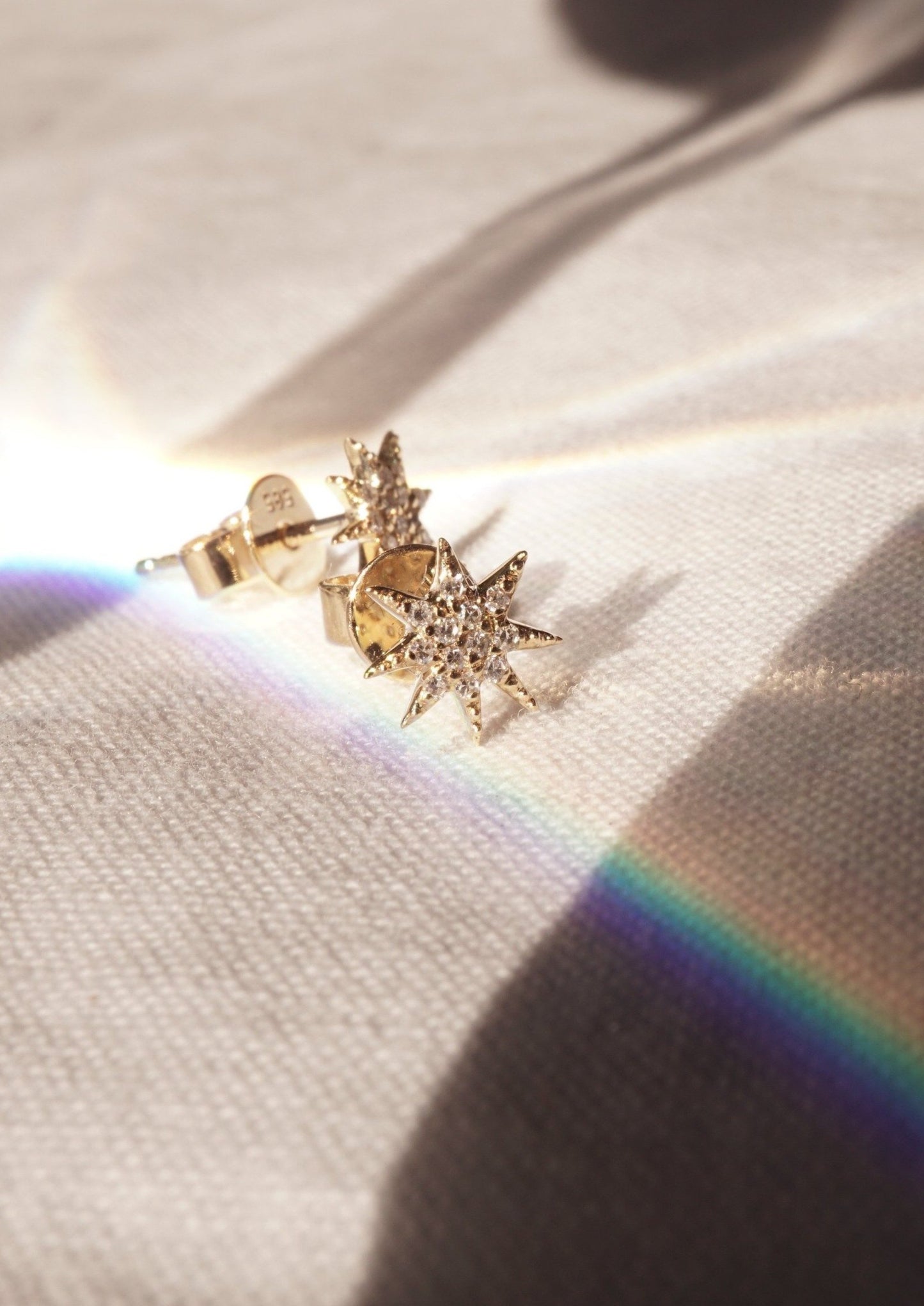 14k Gold Diamond North Star Studs