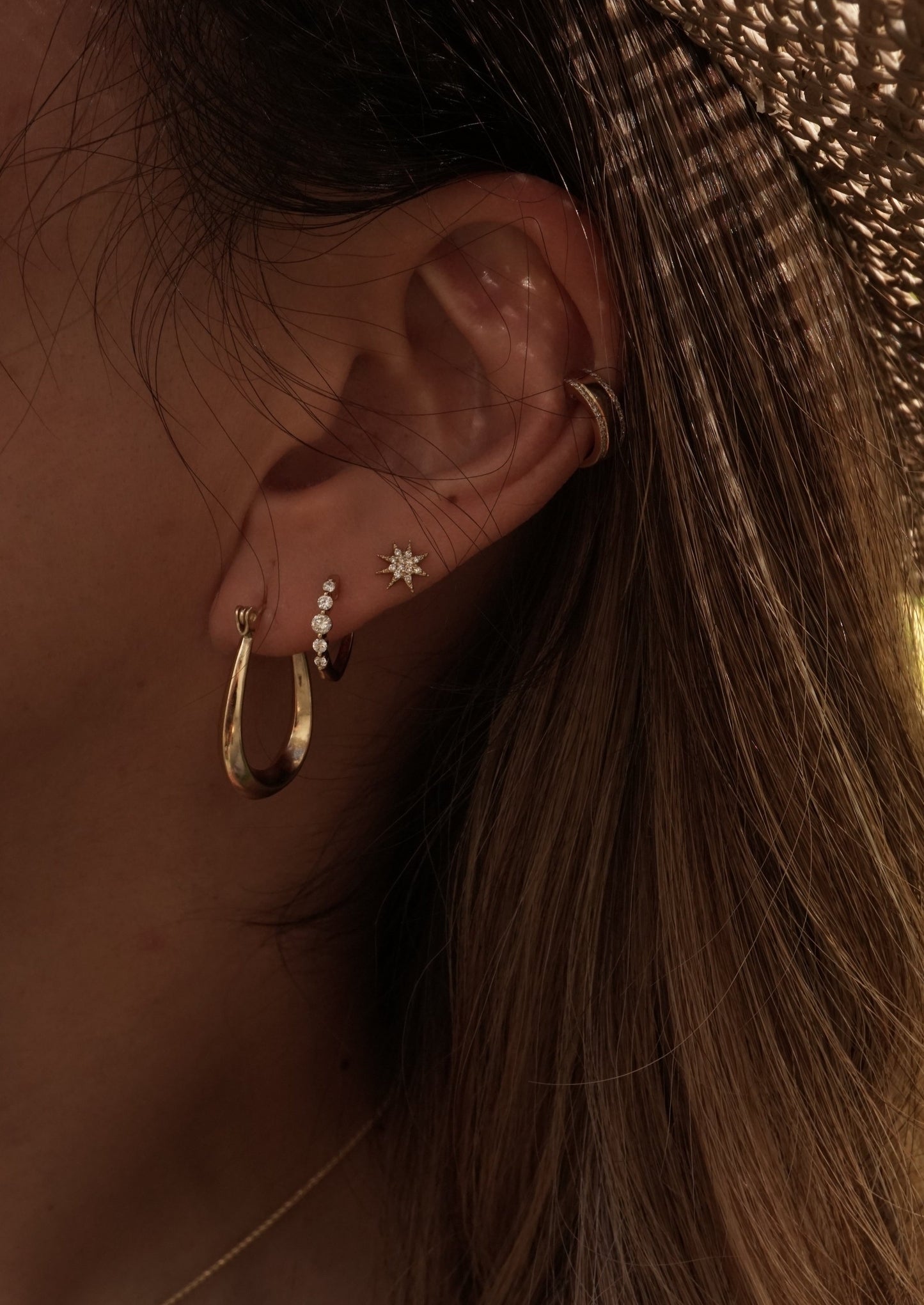 14k Gold Diamond North Star Studs