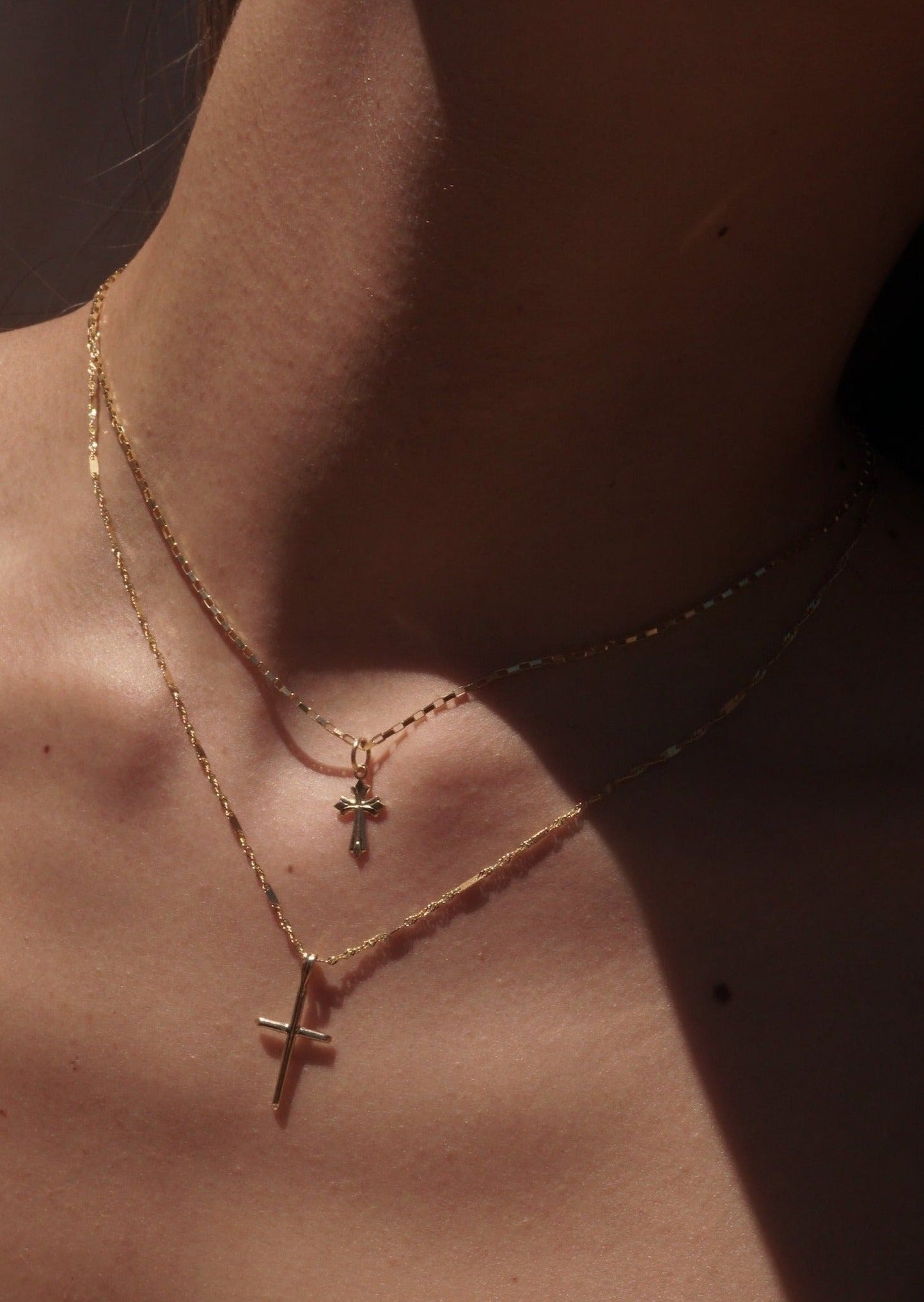 14k Gold Slim Plain Cross Charm