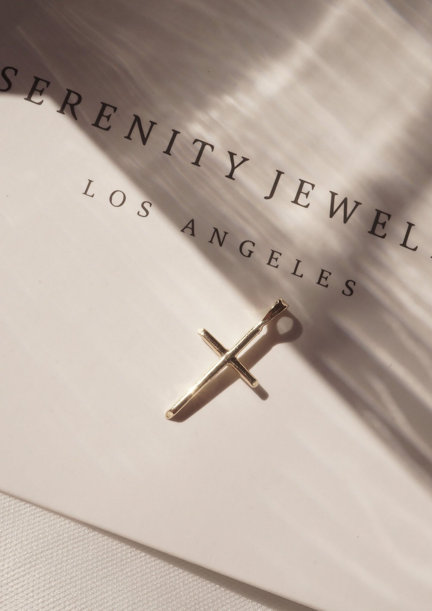 14k Gold Slim Plain Cross Charm