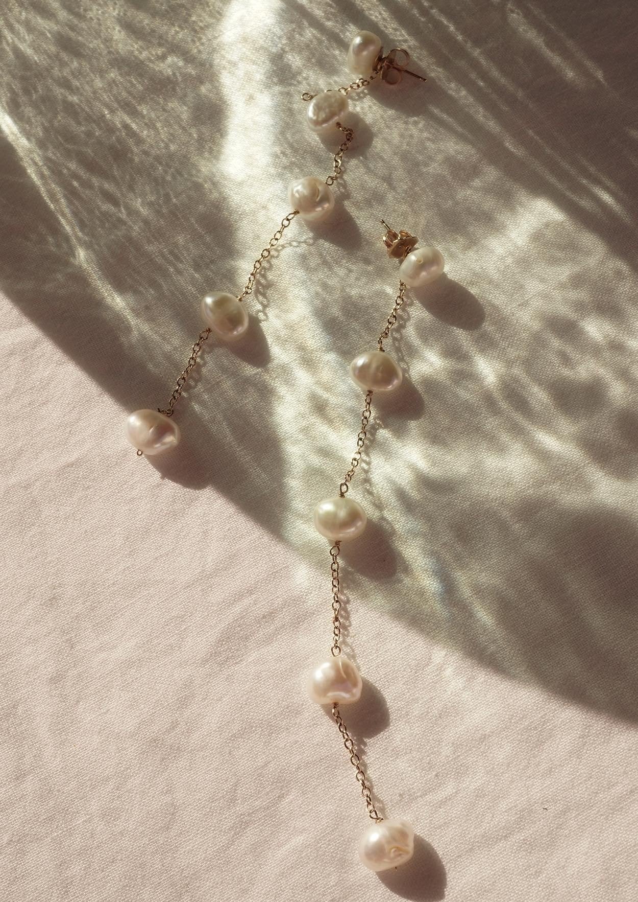 14k 2way 5 Pearl  Dropped Earrings