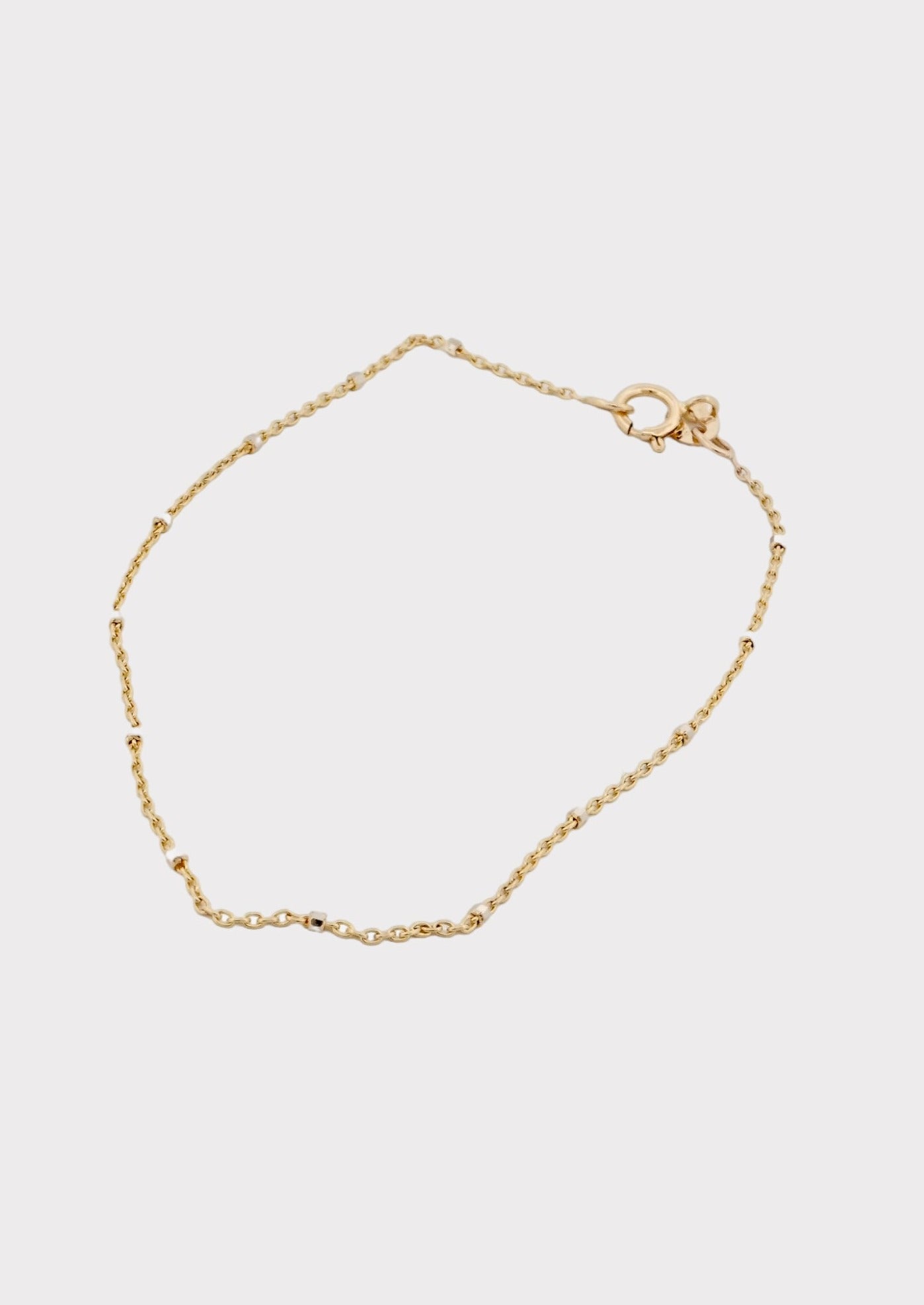 14k Gold 2 Tone Beads Chain Bracelet