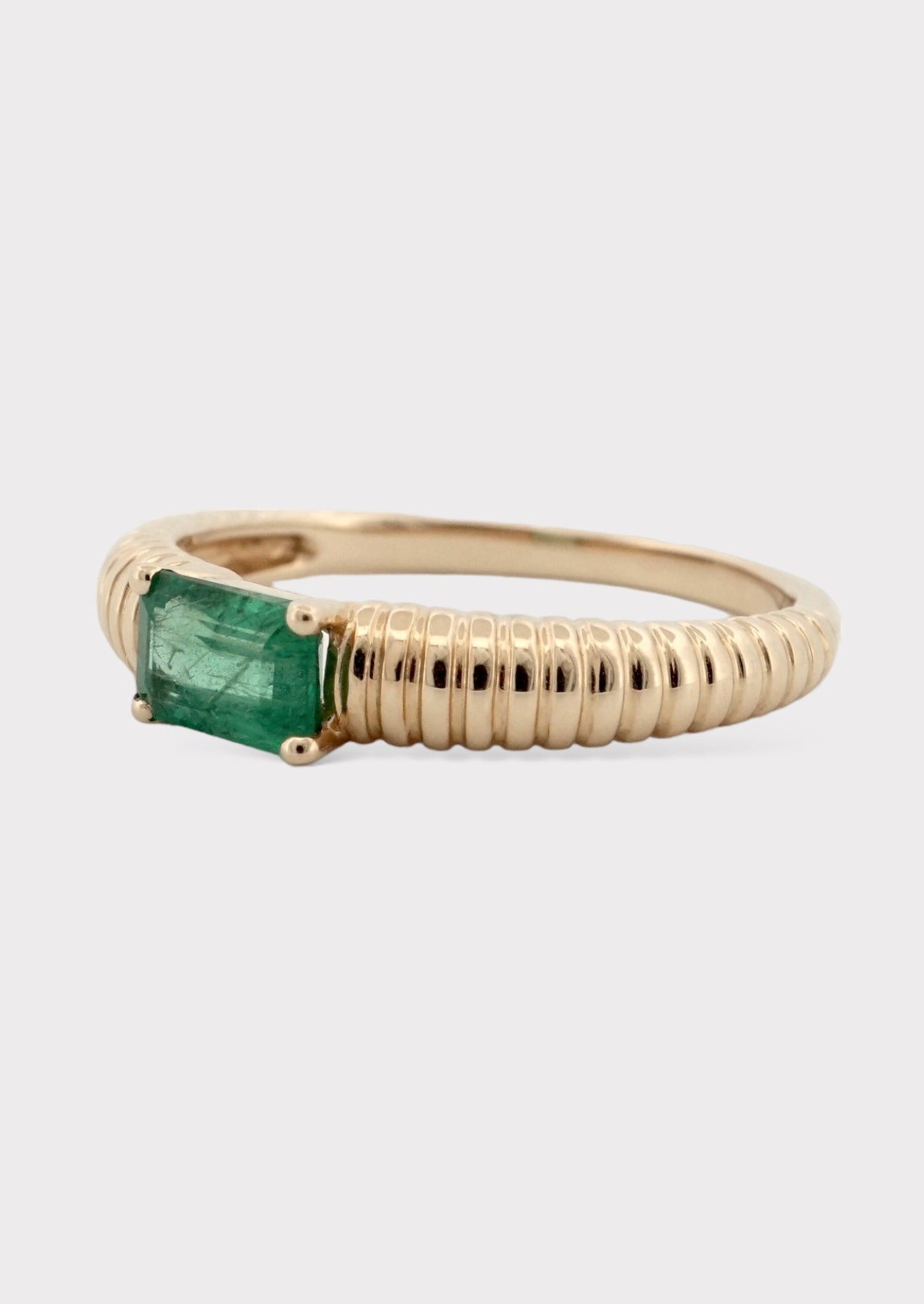 14k Gold Cleo Emerald Ring