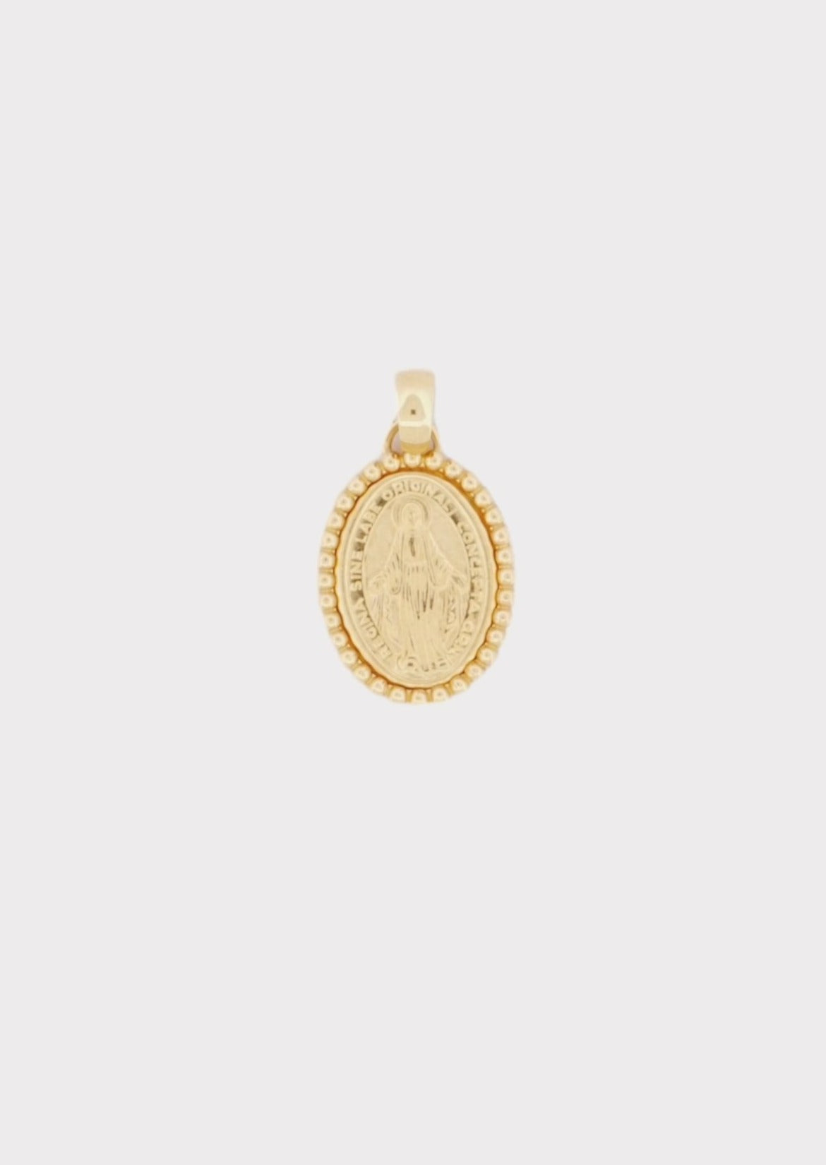 14k Gold Bead Frame Virgin Mary Top (Charm)
